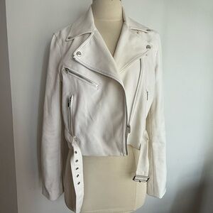Club Monaco White Cropped Biker Jacket